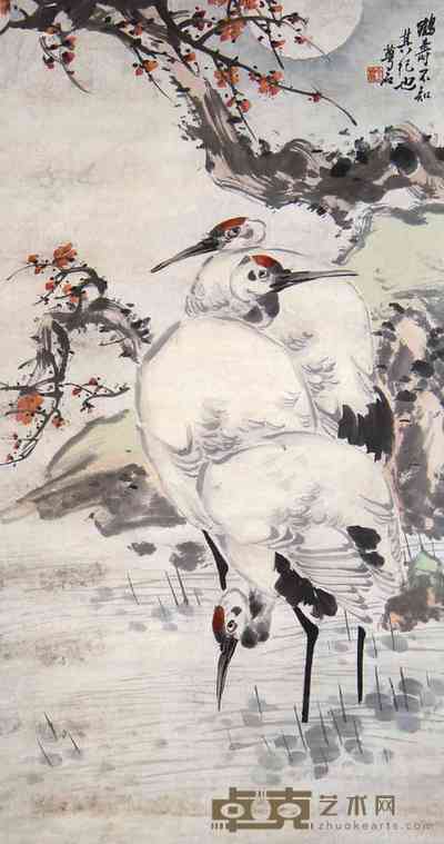 金梦石 鹤寿图 立轴 111×59cm